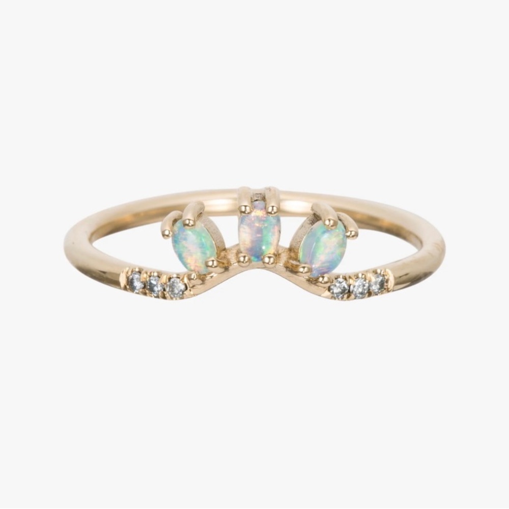 Jennie Kwon Ring- Diamond opal trio equilibrium ring